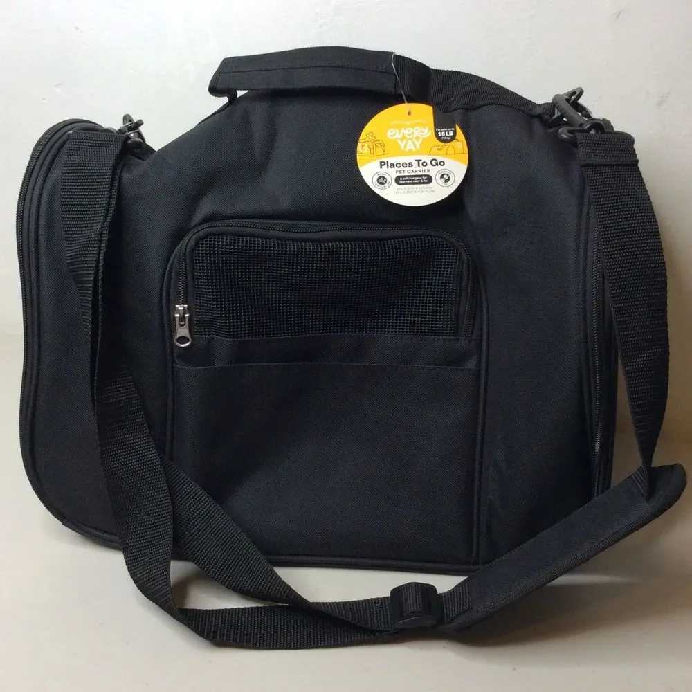 Every Yay Soft-Sided Canvas Mesh Pet Carrier Travel Bag Small 16lb.-Black